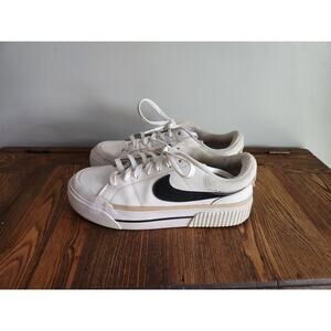 Nike Women Court Legacy Lift White Black Casual Platform Shoe Sz 8.5
